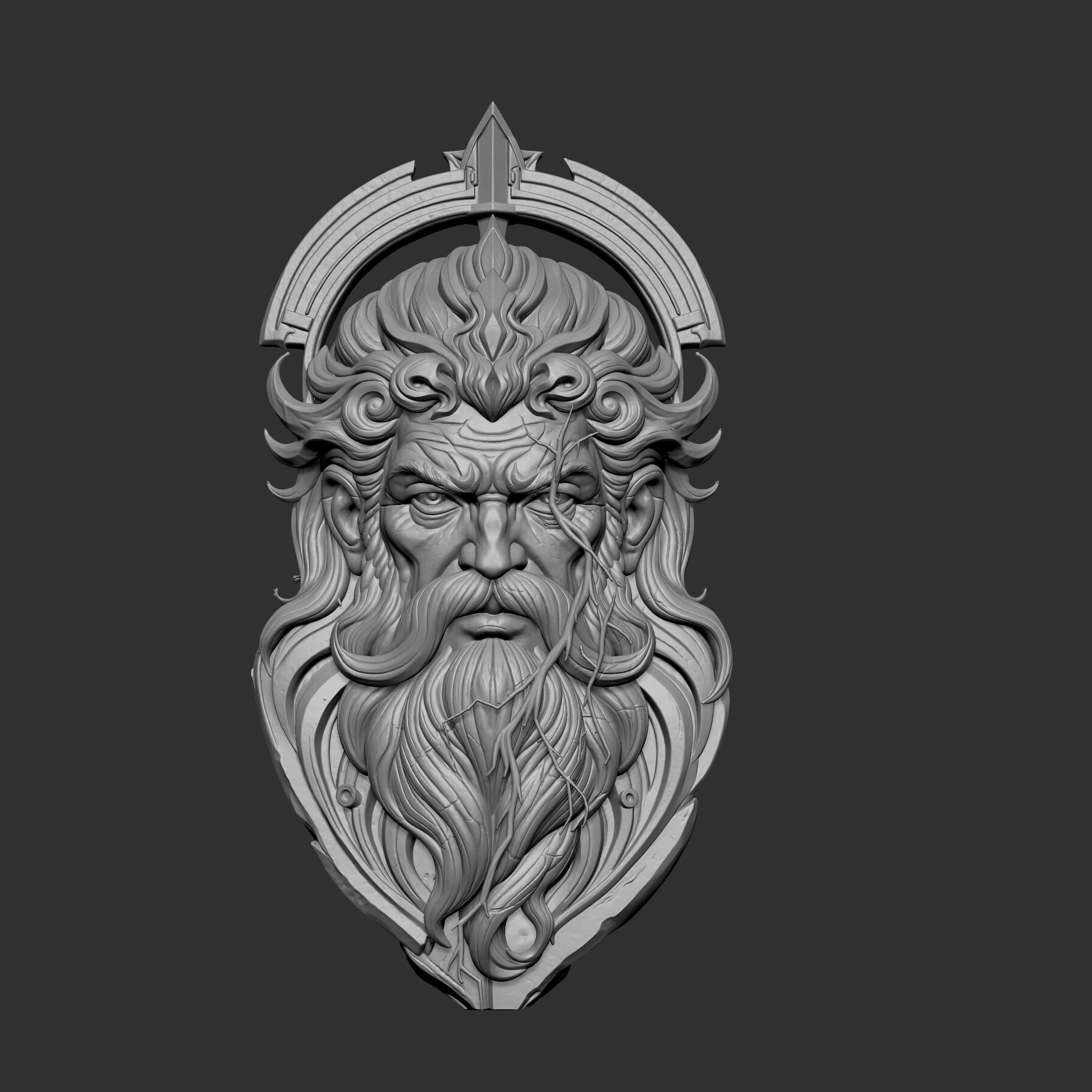 3D digital sculpture bust representing Poseidon 3D print model