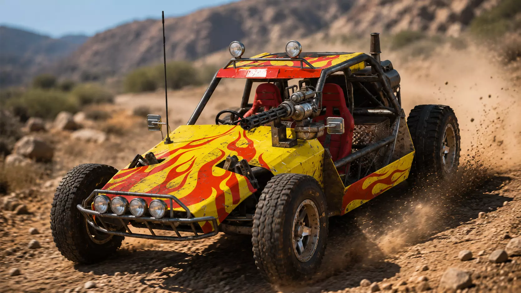 Post-Apocalypse Buggy Car E With Gunholder 3D Model Low-poly 3D model