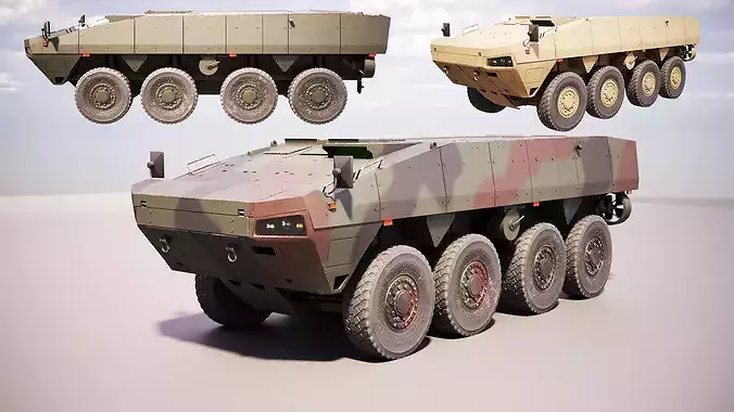 KTO Rosomak Patria AMV Base Hull Camouflage PBR LODs