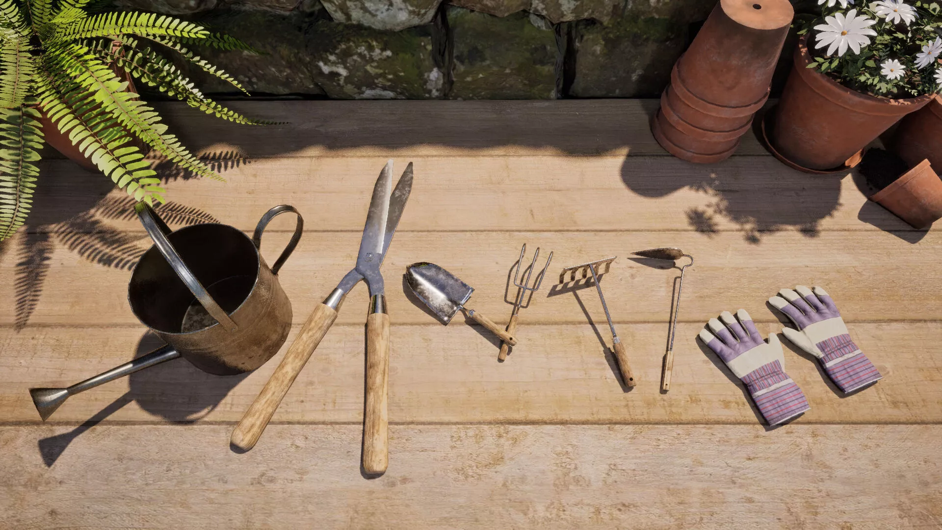Garden Tools Low-poly 3D model