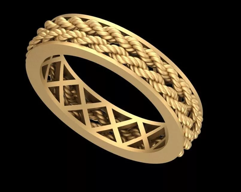 Wide Double Braided Rope Wedding Band Jewelry Free 3D print model