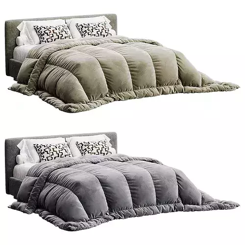 Modern Upholstered Bed 3D model 3