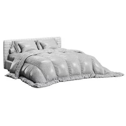Modern Upholstered Bed 3D model 4