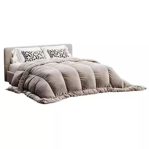 Modern Upholstered Bed 3D model 2