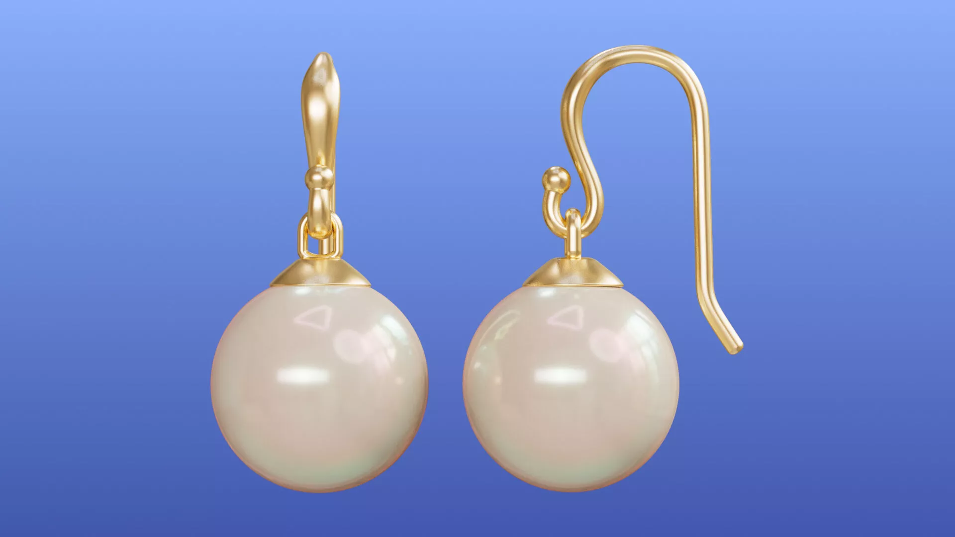 Pearl Drop Dangle Earrings 12mm Pearl Fishhook Earrings 3D print model