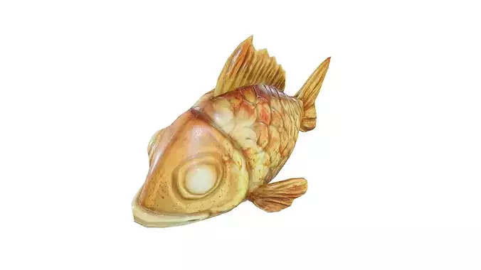 Stylized Fried Fish Low Poly Game Ready 3D Model Low-poly 3D model 4
