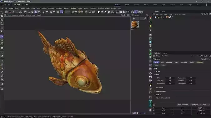 Stylized Fried Fish Low Poly Game Ready 3D Model Low-poly 3D model 7