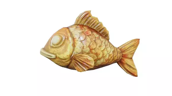 Stylized Fried Fish Low Poly Game Ready 3D Model Low-poly 3D model 2