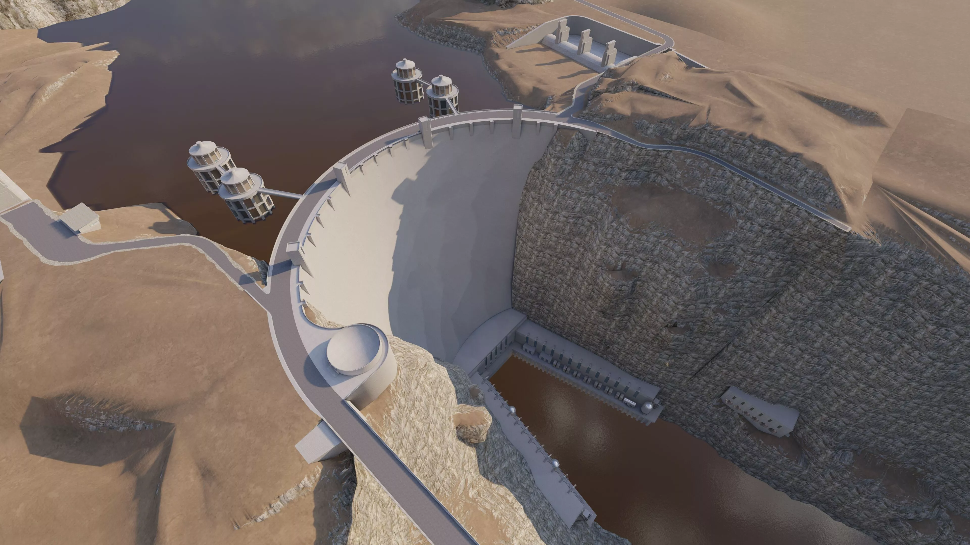 Concrete dam structure-Water dam 3D model