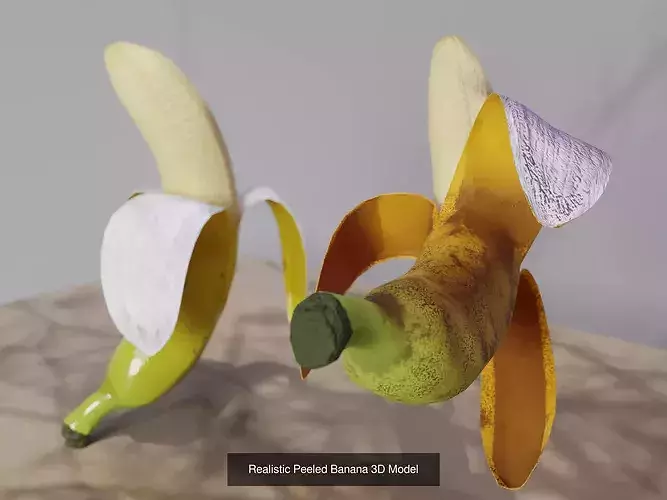 Banana 3D Model Pack - Crate - Bunch - Peeled and Slices 6