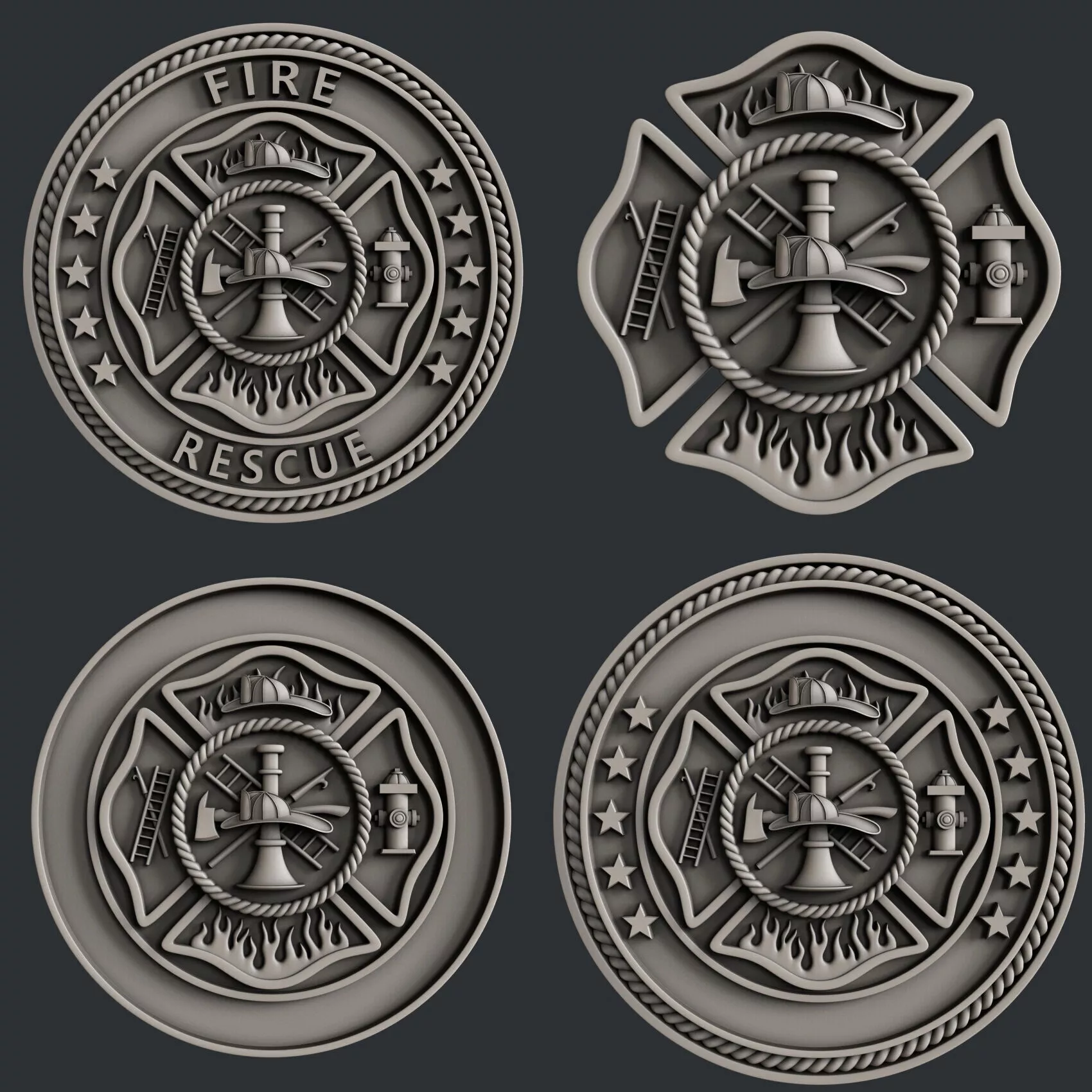 3d STL models for CNC router or 3dprinter Fire Rescue 3D model