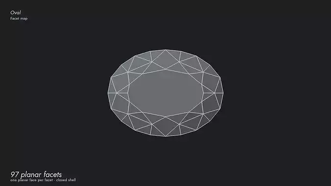 Oval Cut Diamond - Faceted Gem - Print and Render Ready