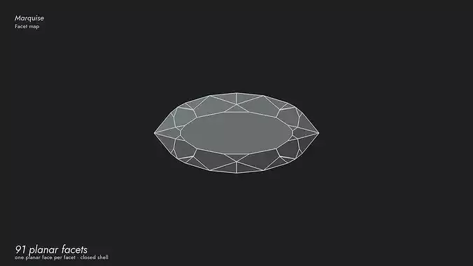  Marquise Cut Diamond - Faceted Gem - Print and Render Ready