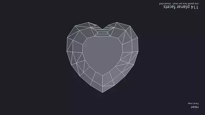 Heart Cut Diamond - Faceted Gem -Print and Render Ready