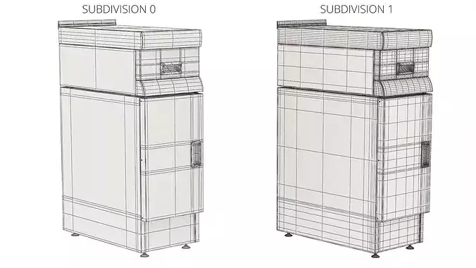 Slim Kitchen Cabinet with Top Drawer 3D model 6