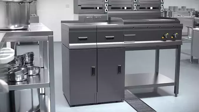 Slim Kitchen Cabinet with Top Drawer 3D model 2