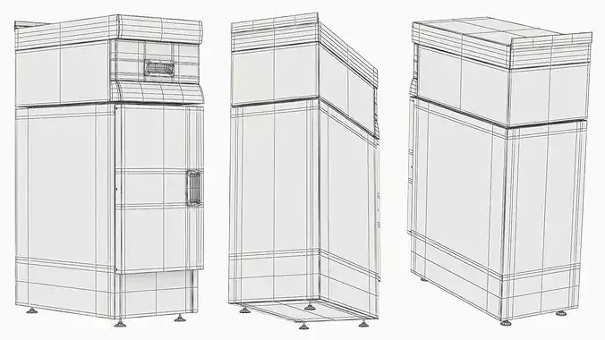 Slim Kitchen Cabinet with Top Drawer 3D model 7