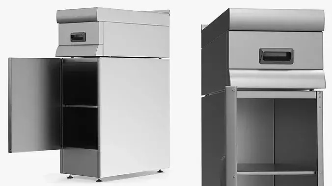 Slim Kitchen Cabinet with Top Drawer 3D model 4