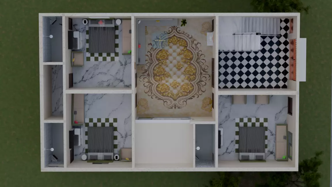 Detail Architectural 3D House Map and Room Layout 3D model