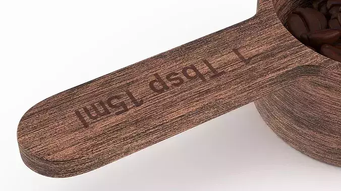 Wooden Measure Scoop with Coffee Beans 3D model 5