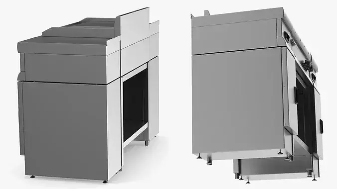 Stainless Steel Flat Grill Countertop Unit 3D model 7