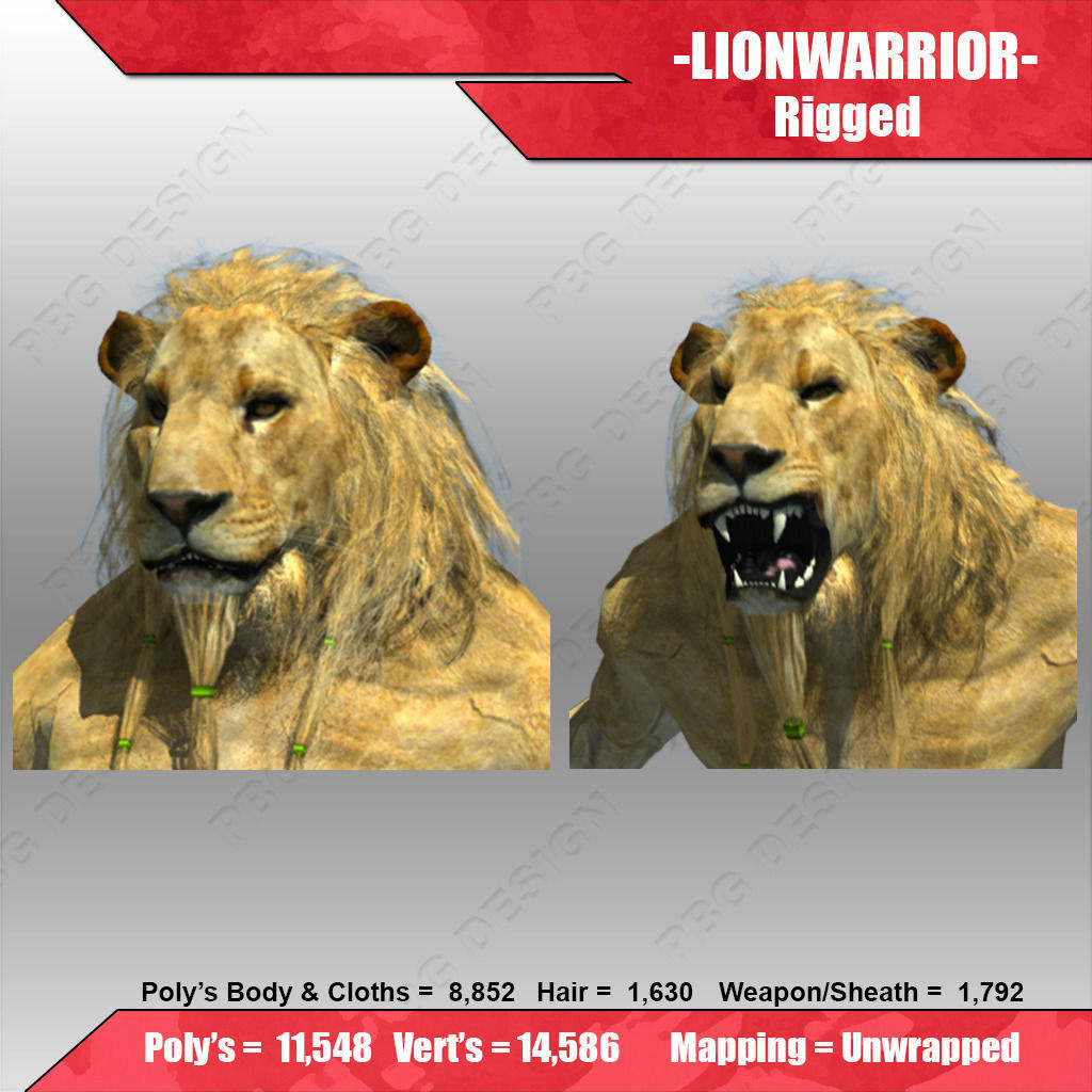 Lion Warrior Low-poly 3D model_5