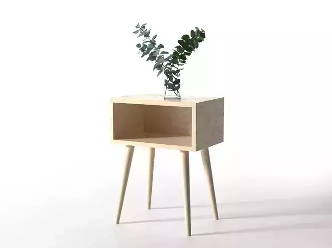 Side Table with Eucalyptus 3D model