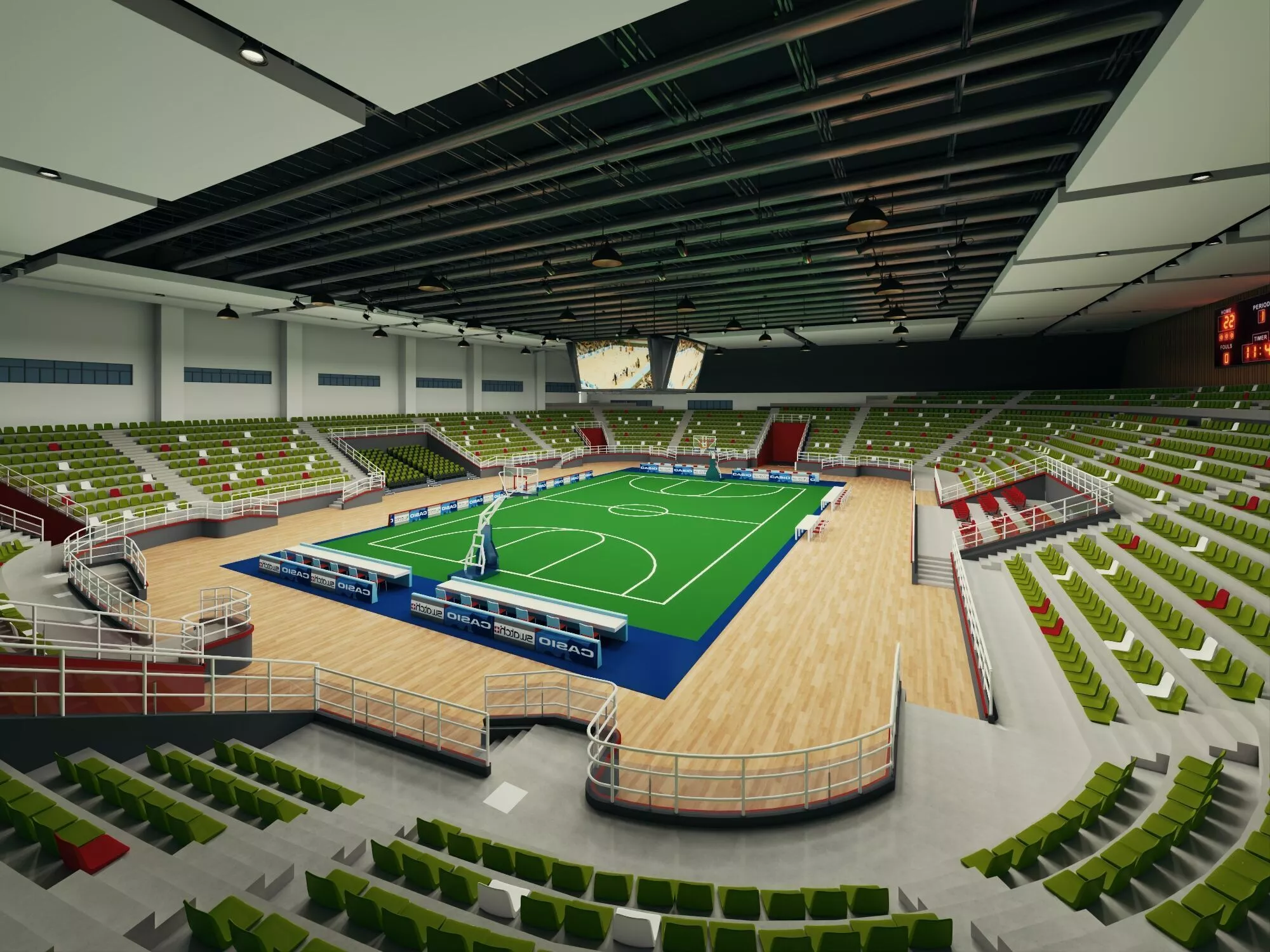 Indoor Handball Arena Stadium Scene 3D Model 3D model