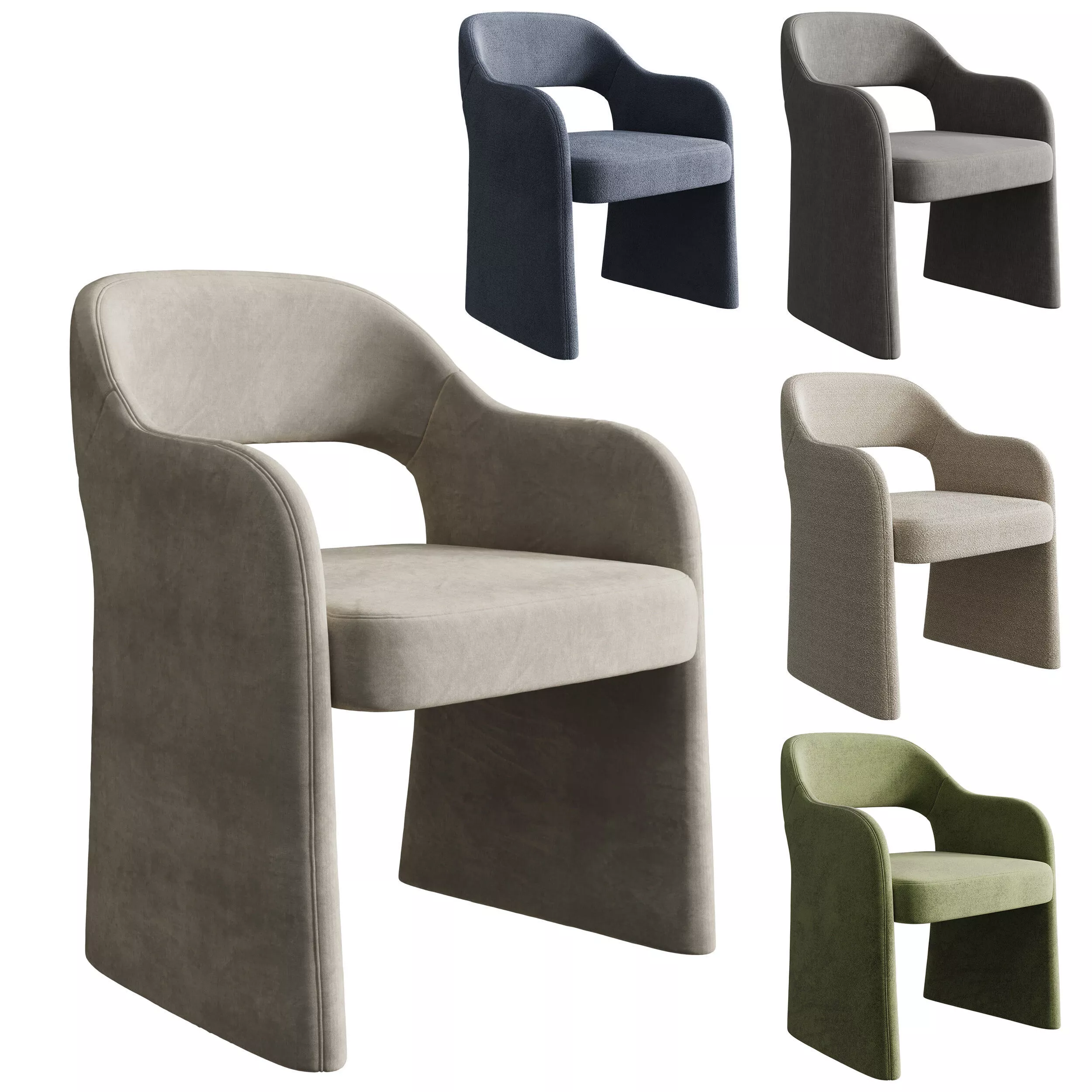 Fintan Boucle Dining Chair 3D model
