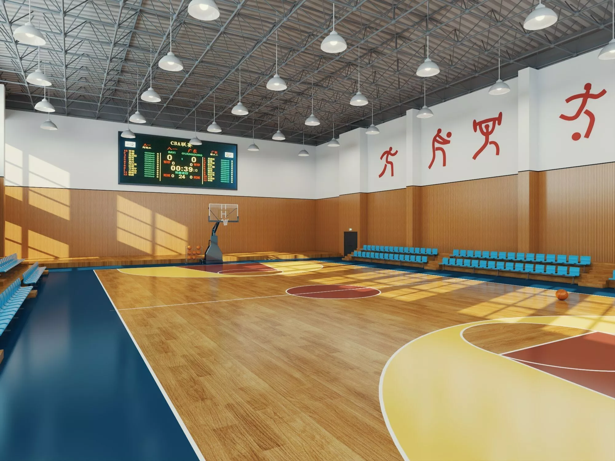 Indoor Campus Basketball Gym Interior Scene 3D Model 3D model