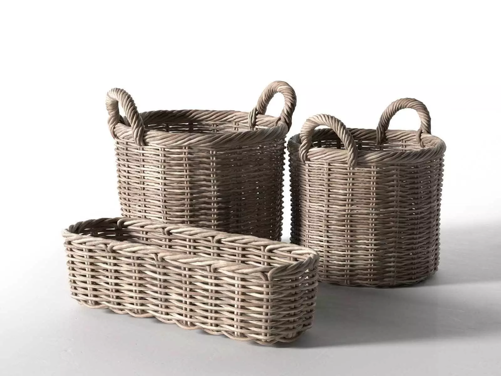 Wicker Basket Set 3D model_0