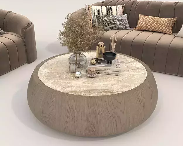Contemporary Living Room Furniture Set 2 3D model 7
