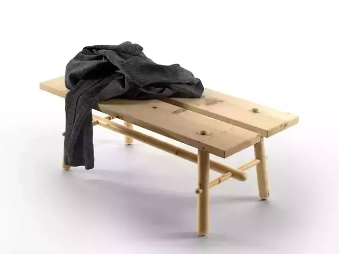 Bathrobe on Wooden Bench