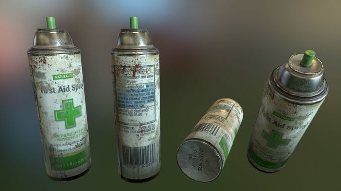 PBR First Aid Spray Low-poly 3D model