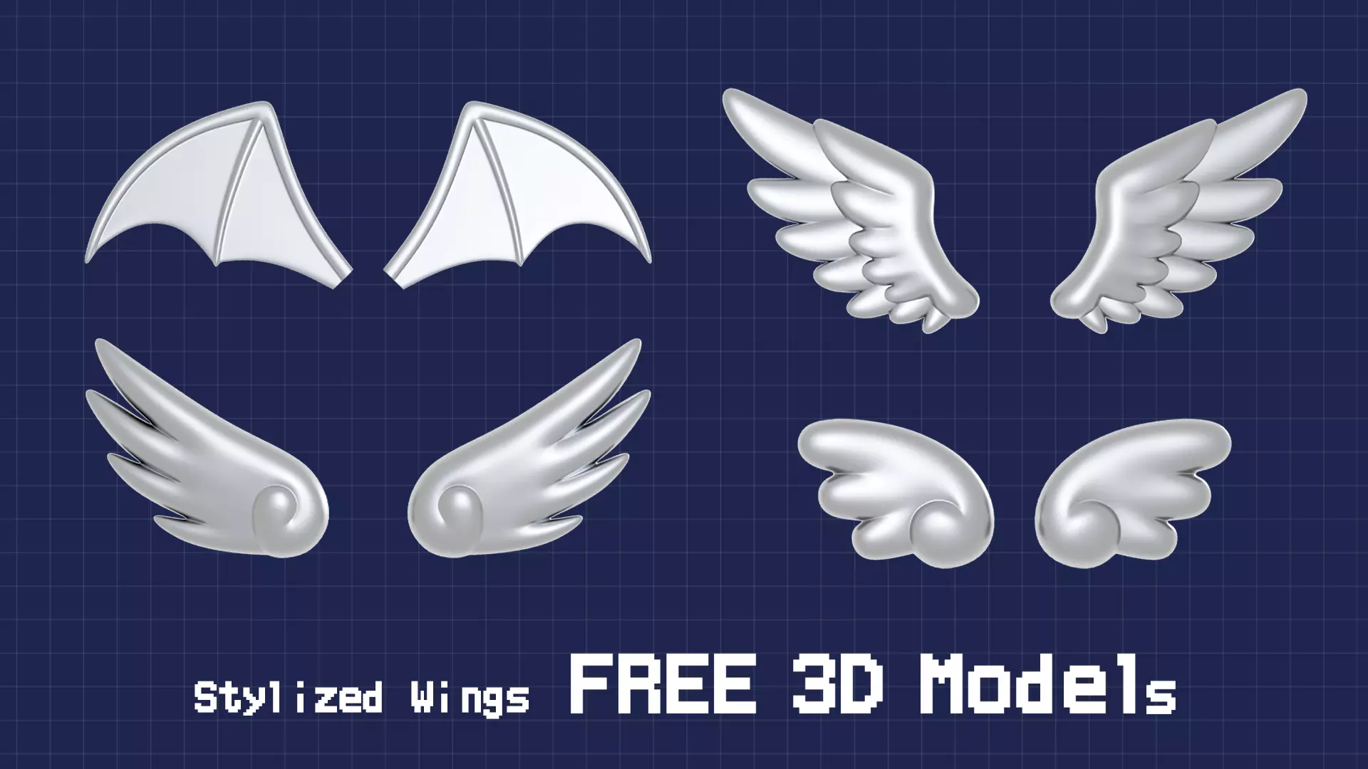 Free 3D Model Stylized Wings Free low-poly 3D model