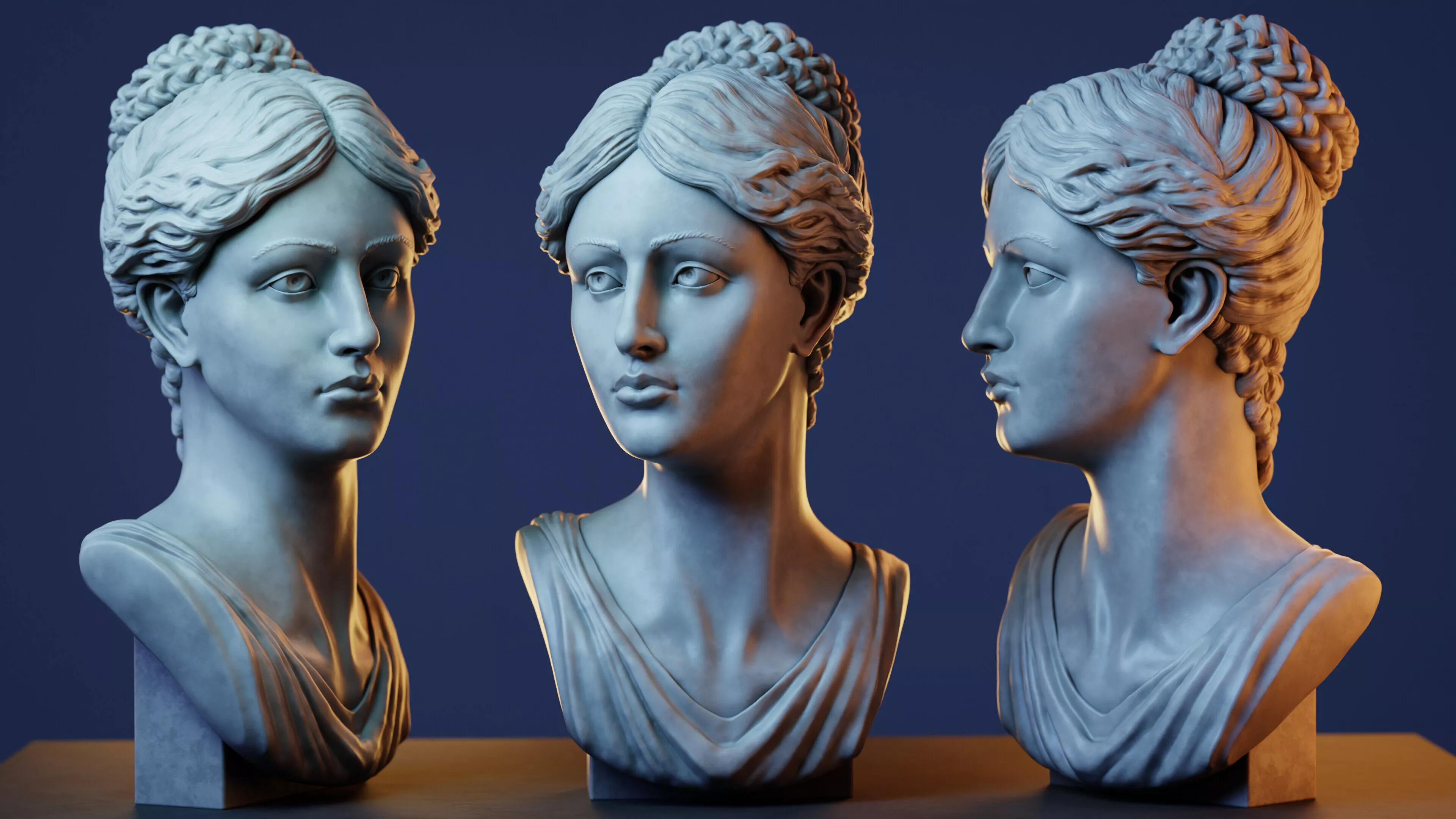 Female Marble Bust Statue 3D model