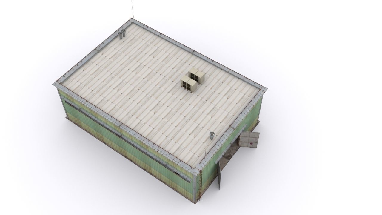 Hangar industrial building Low-poly 3D model_5