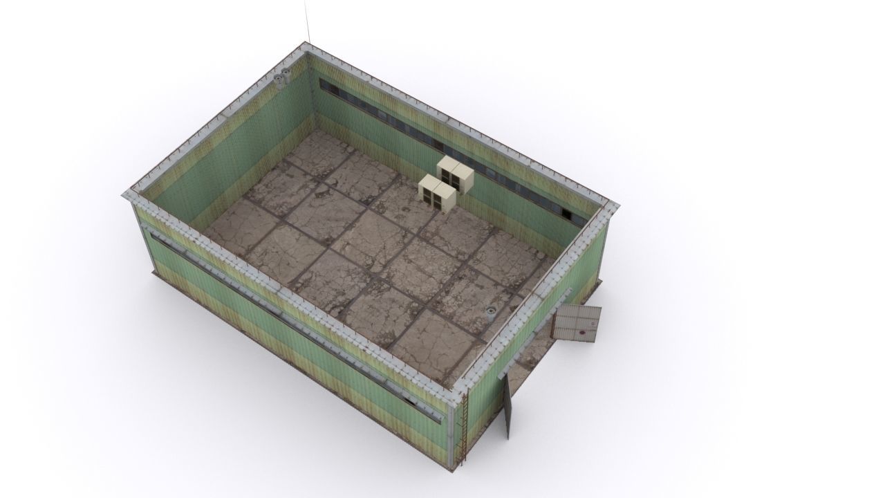 Hangar industrial building Low-poly 3D model_6