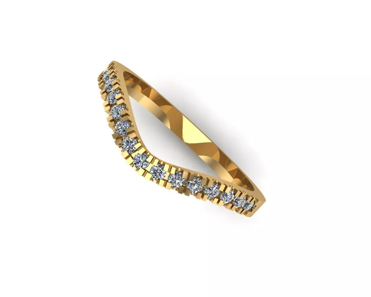 V Shape Ring Micro Pave Diamond Band Ring 3D print model