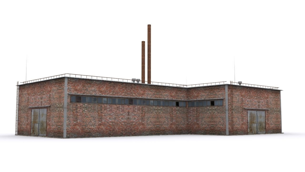 Hangar industrial building Low-poly 3D model_2