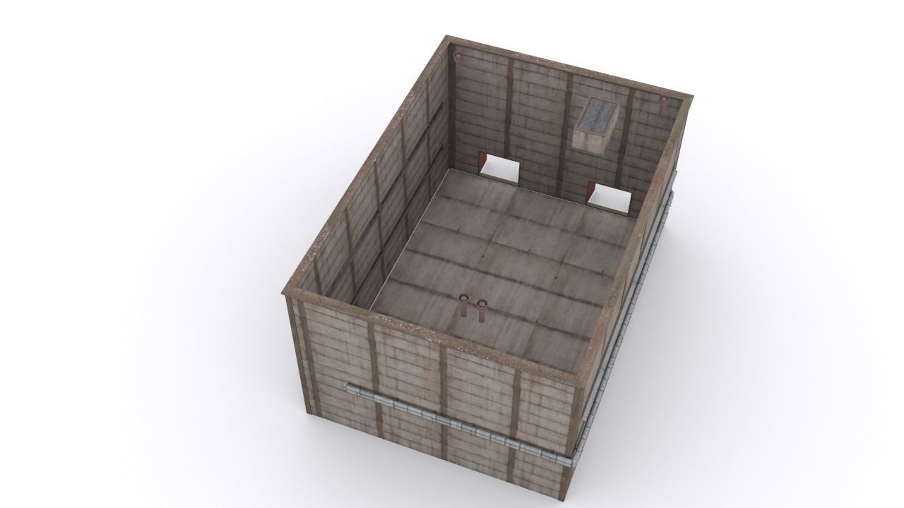 Hangar industrial building Low-poly 3D model_7