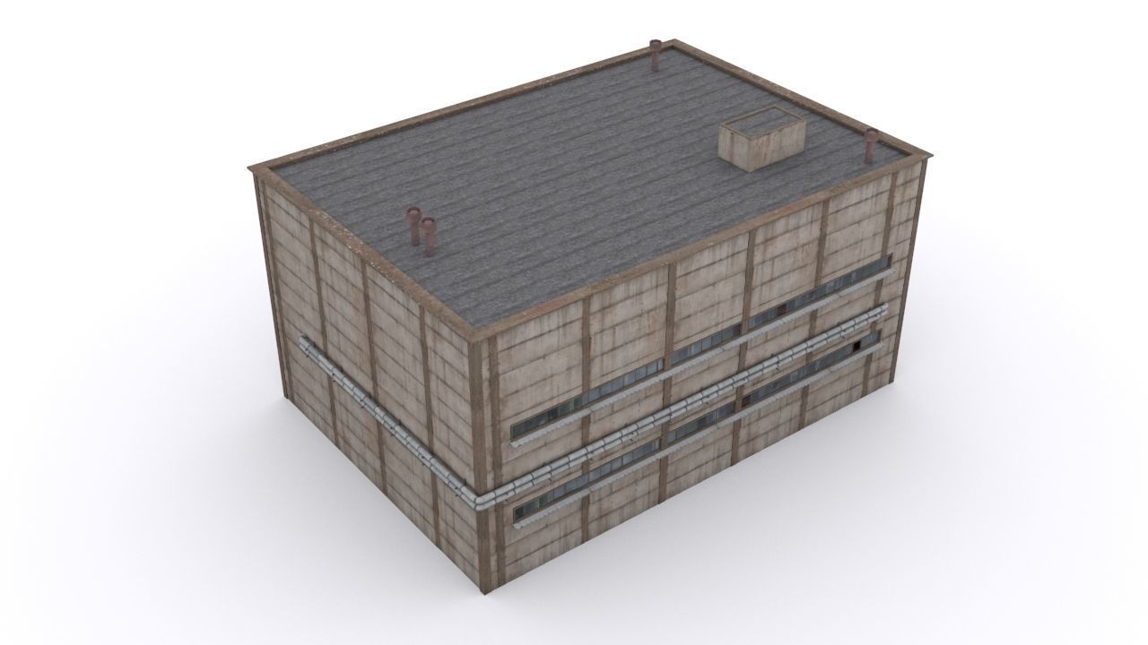 Hangar industrial building Low-poly 3D model_6