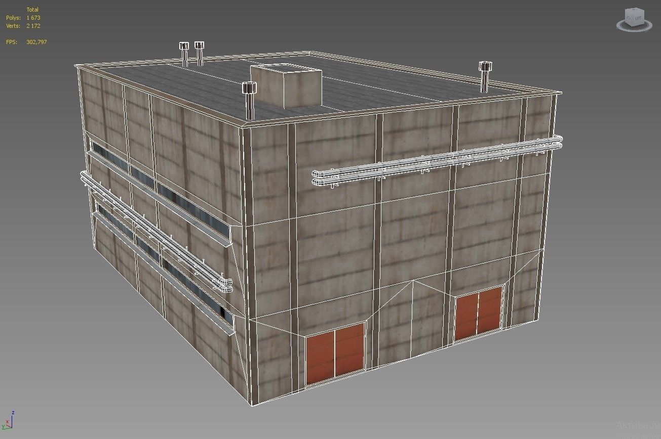 Hangar industrial building Low-poly 3D model_8
