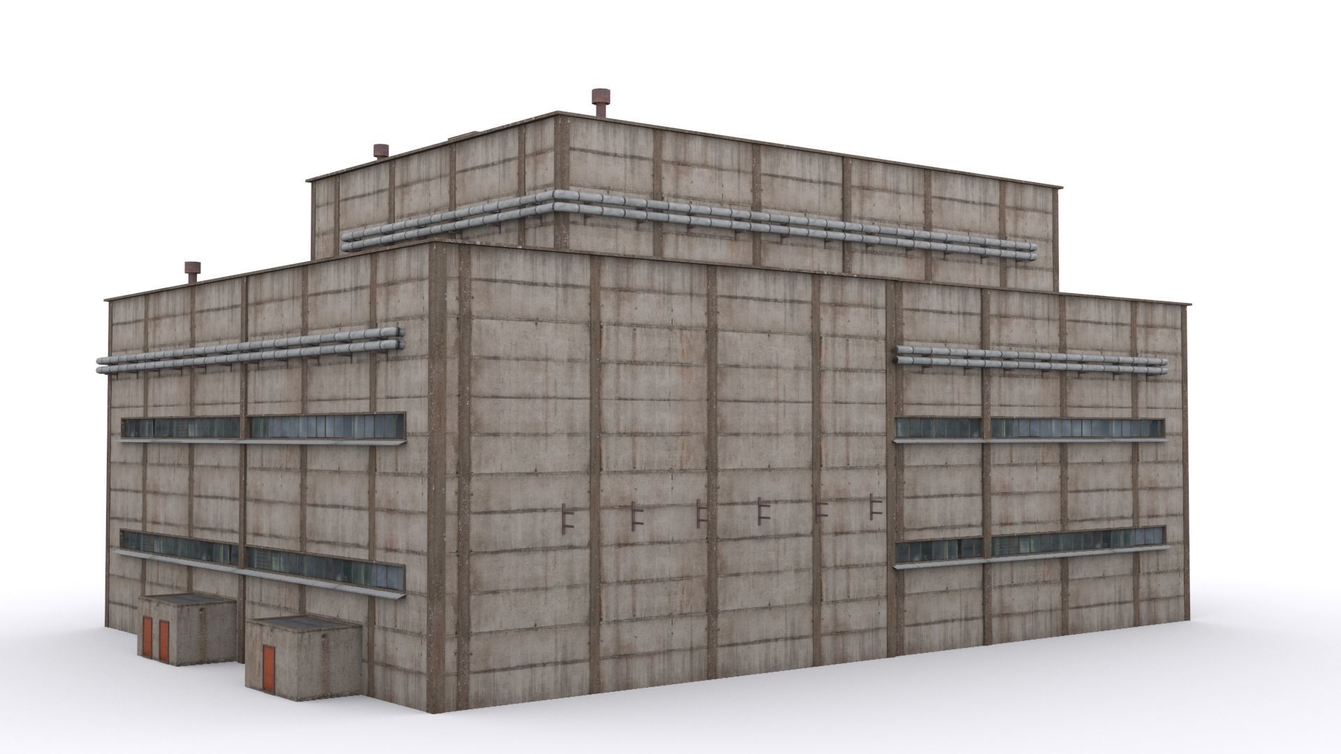 Hangar industrial building Low-poly 3D model_5