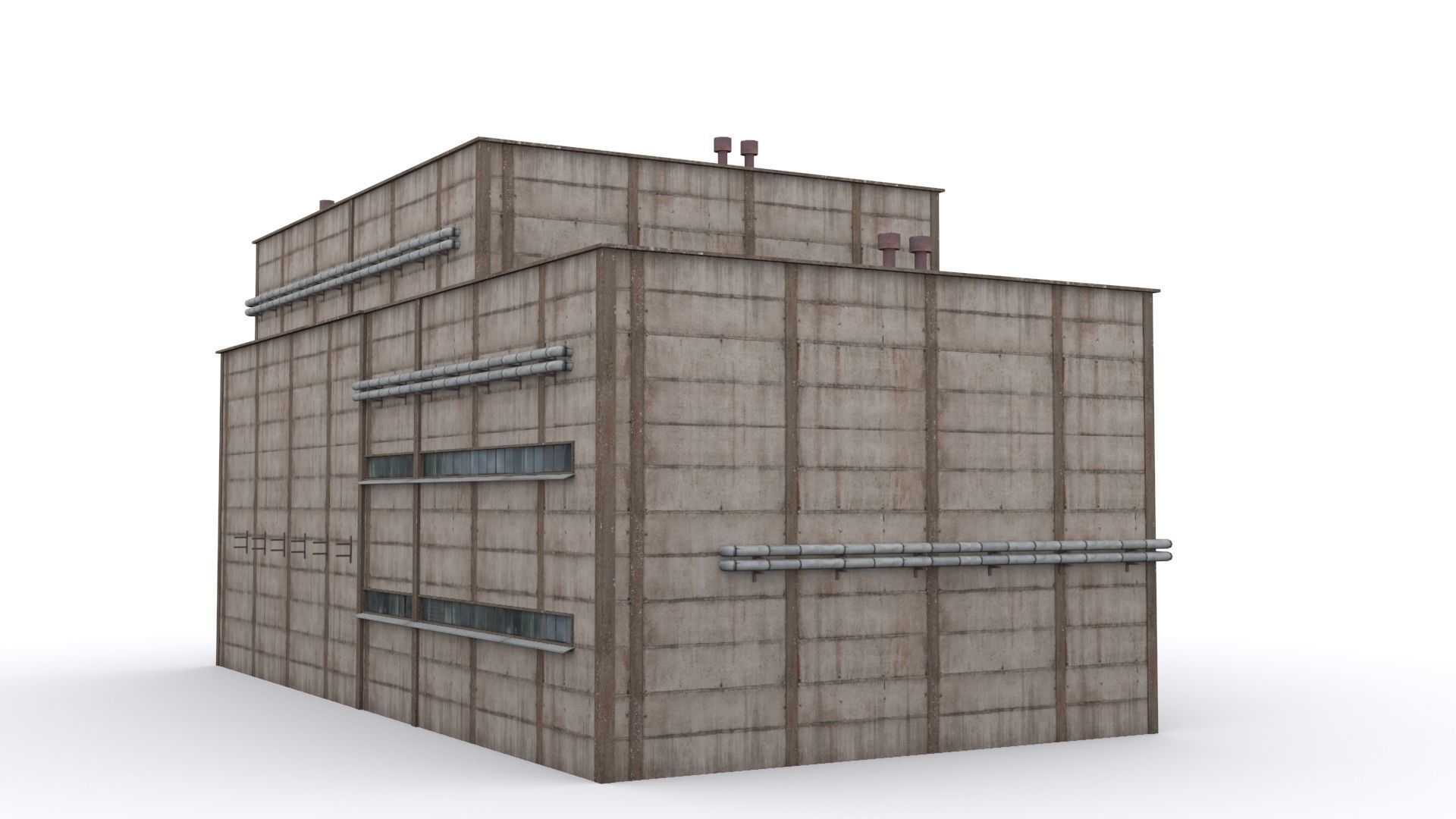 Hangar industrial building Low-poly 3D model_4