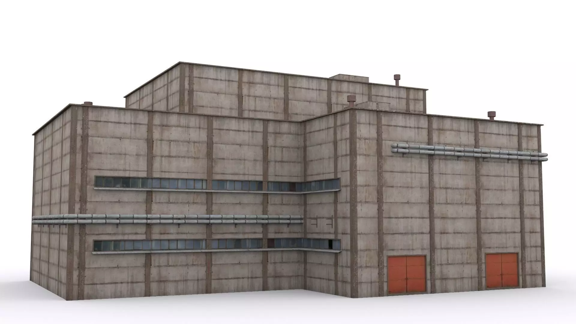 Hangar industrial building Low-poly 3D model_0