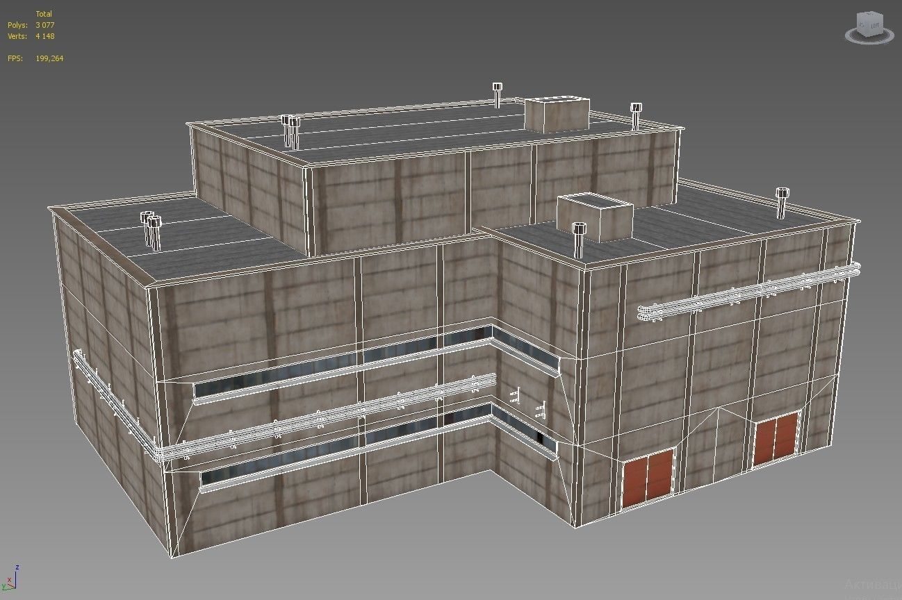 Hangar industrial building Low-poly 3D model_7