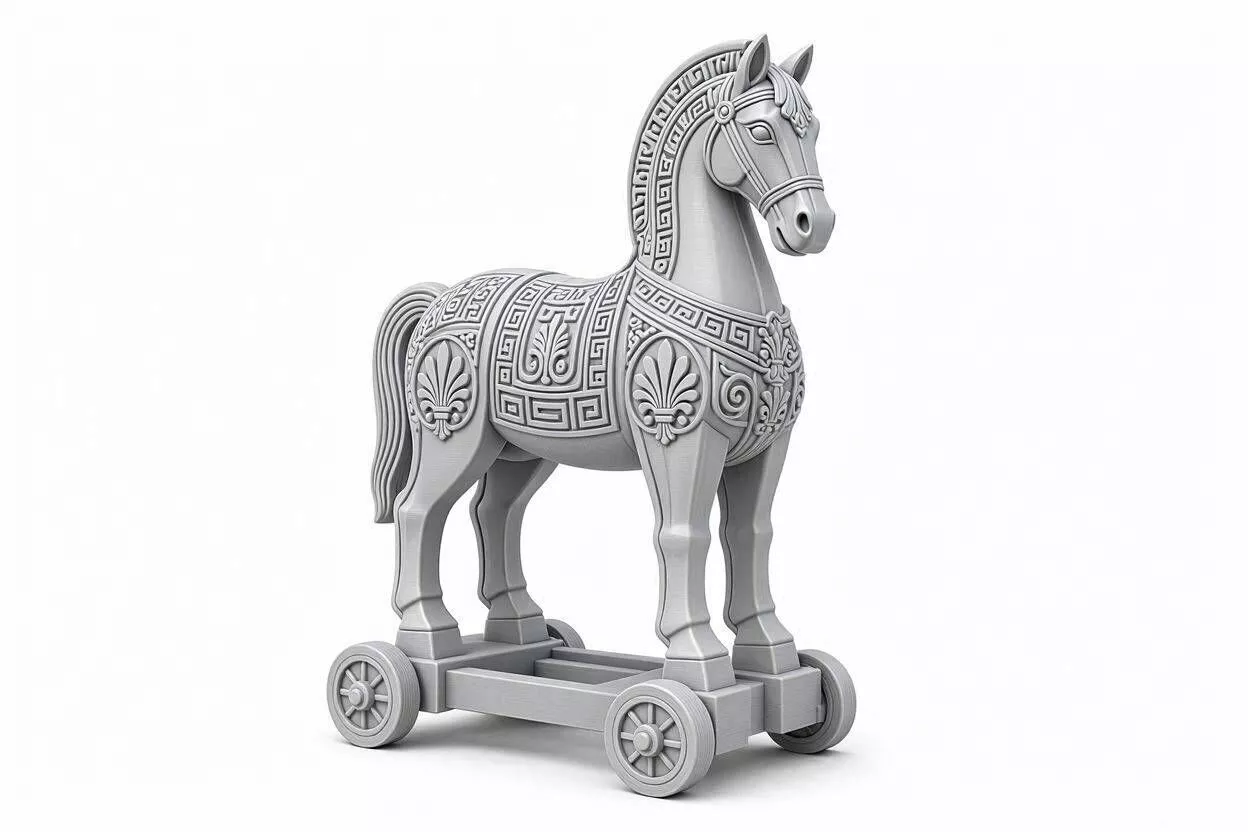 Greek Style Trojan Horse Sculpture with Wheels 3D print model