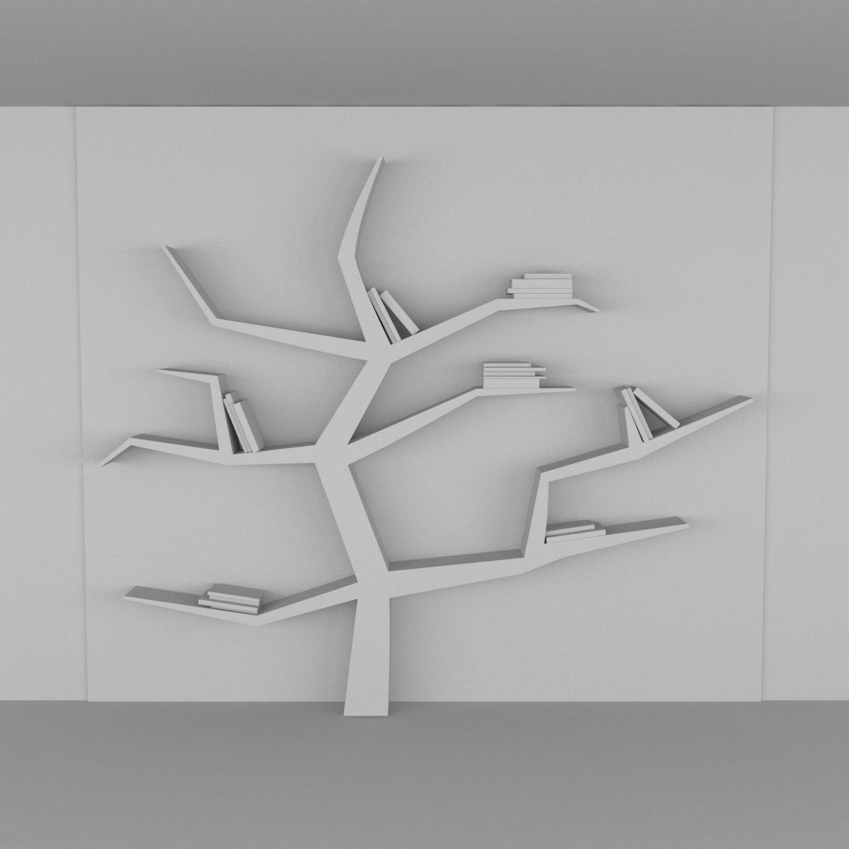 Modern Book Shelf Low-poly 3D model_5