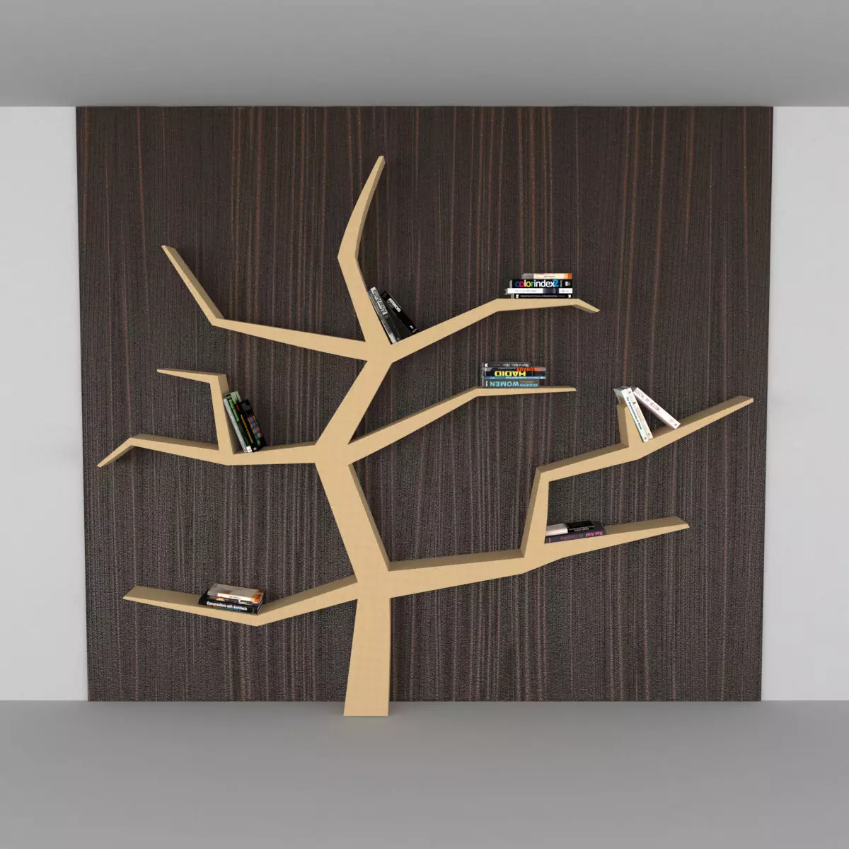 Modern Book Shelf Low-poly 3D model_0